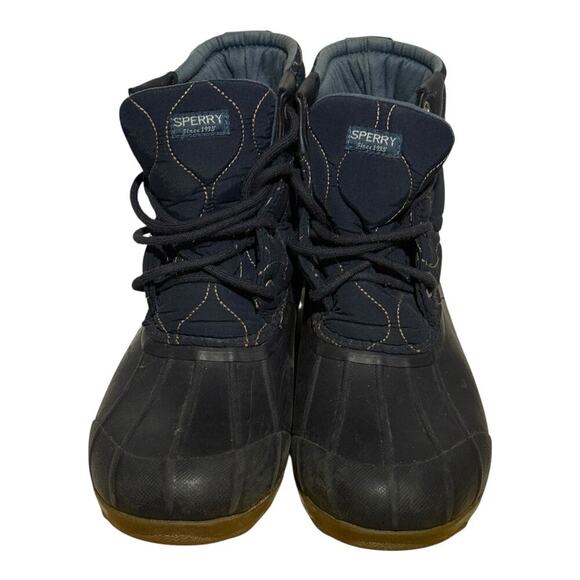 Sperry Saltwater Duck Boots Quilted Rain Navy Rubber Boots Women's Size 6M - Picture 2 of 8